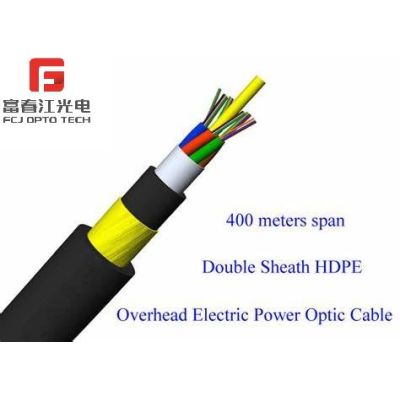 FCJ All Dielectric Aramid Yarn with high tension wire Double Jacket Aerial adss 24 core fiber optic cable